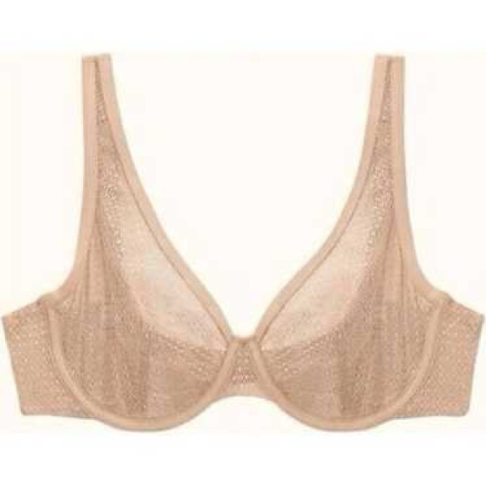 ThirdLove Unlined Modern Mesh Scoop Bra in Nude / Sand, size 36H